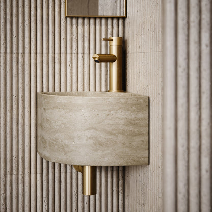 Elegant Travertine Stone Micro Corner Basin 300mm