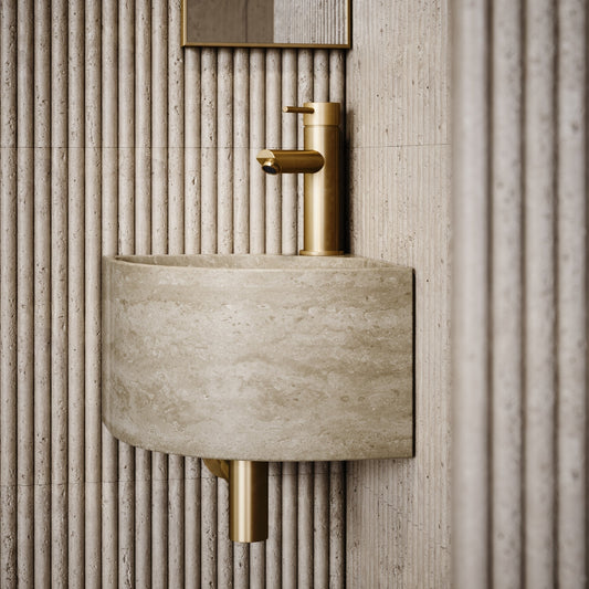 Elegant Travertine Stone Micro Corner Basin 300mm