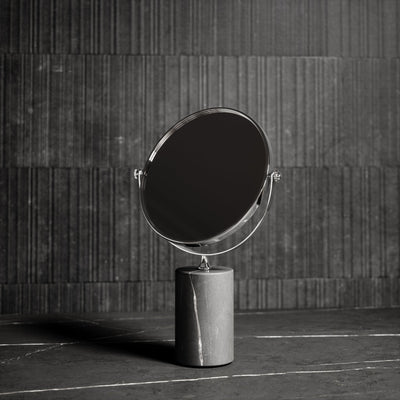 Elera Chrome & Pietra Grey Marble Table Top Cosmetic Mirror