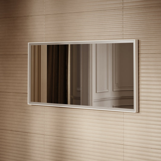 Elixir Matte White LED Demister Stone Mirror 1200mm