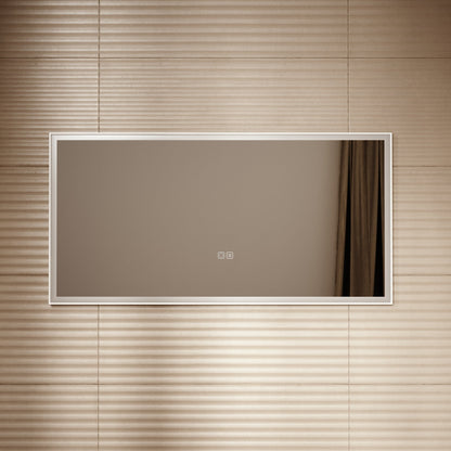 Elixir Matte White LED Demister Stone Mirror 1200mm