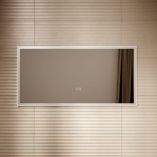 Elixir Matte White LED Demister Stone Mirror 1200mm