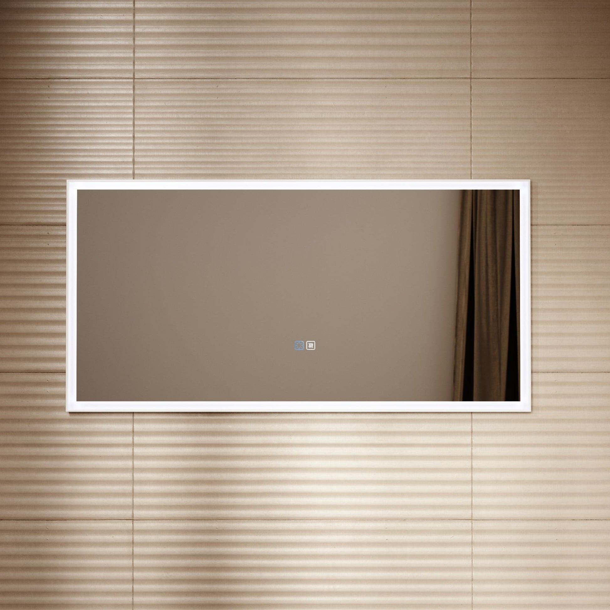 Elixir Matte White LED Demister Stone Mirror 1200mm