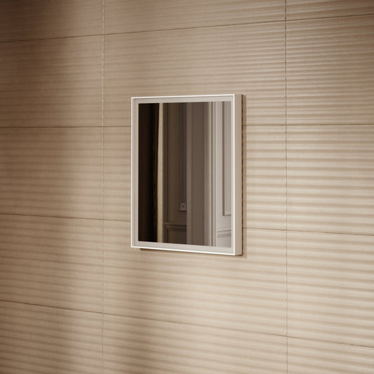 Elixir Matte White LED Demister Stone Mirror 500mm