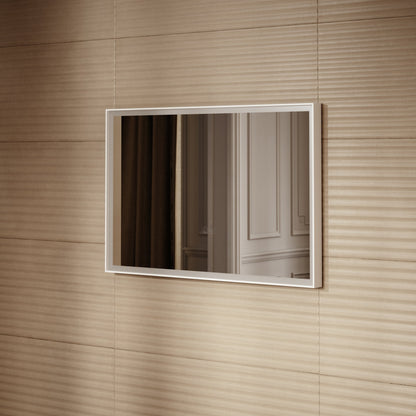 Elixir Matte White LED Demister Stone Mirror 900mm