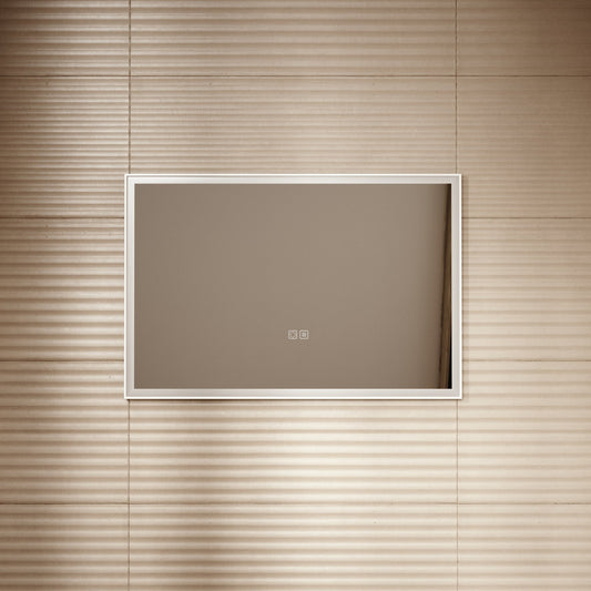 Elixir Matte White LED Demister Stone Mirror 900mm