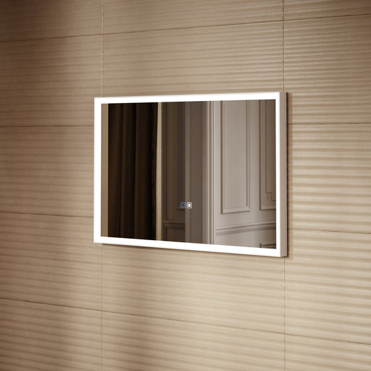 Elixir Matte White LED Demister Stone Mirror 900mm