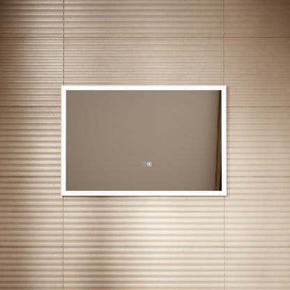 Elixir Matte White LED Demister Stone Mirror 900mm