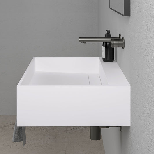 Ethos Flow Wall Hung Stone Basin 600mm