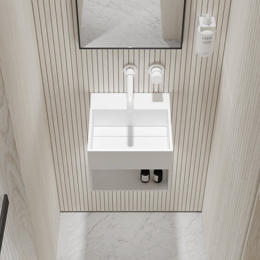 Ethos Mini Wall Hung Stone Basin 330mm