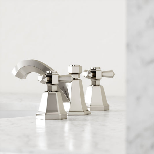 Eton Polished Nickel Deck Mounted 3-Hole Basin Mixer Tap