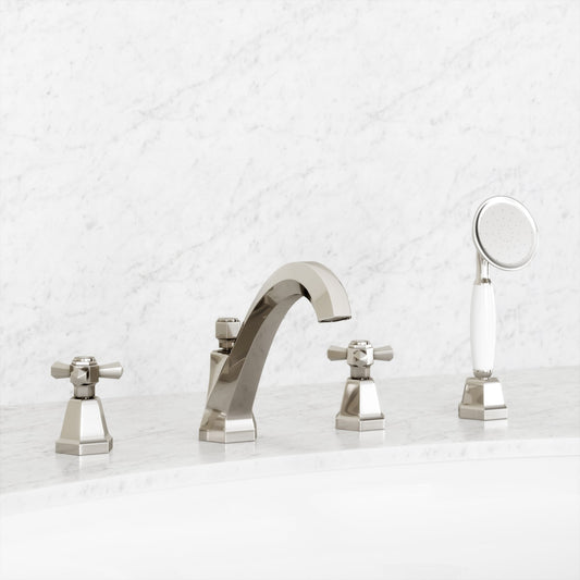 Eton Polished Nickel Deck Mounted Bath Shower Tap