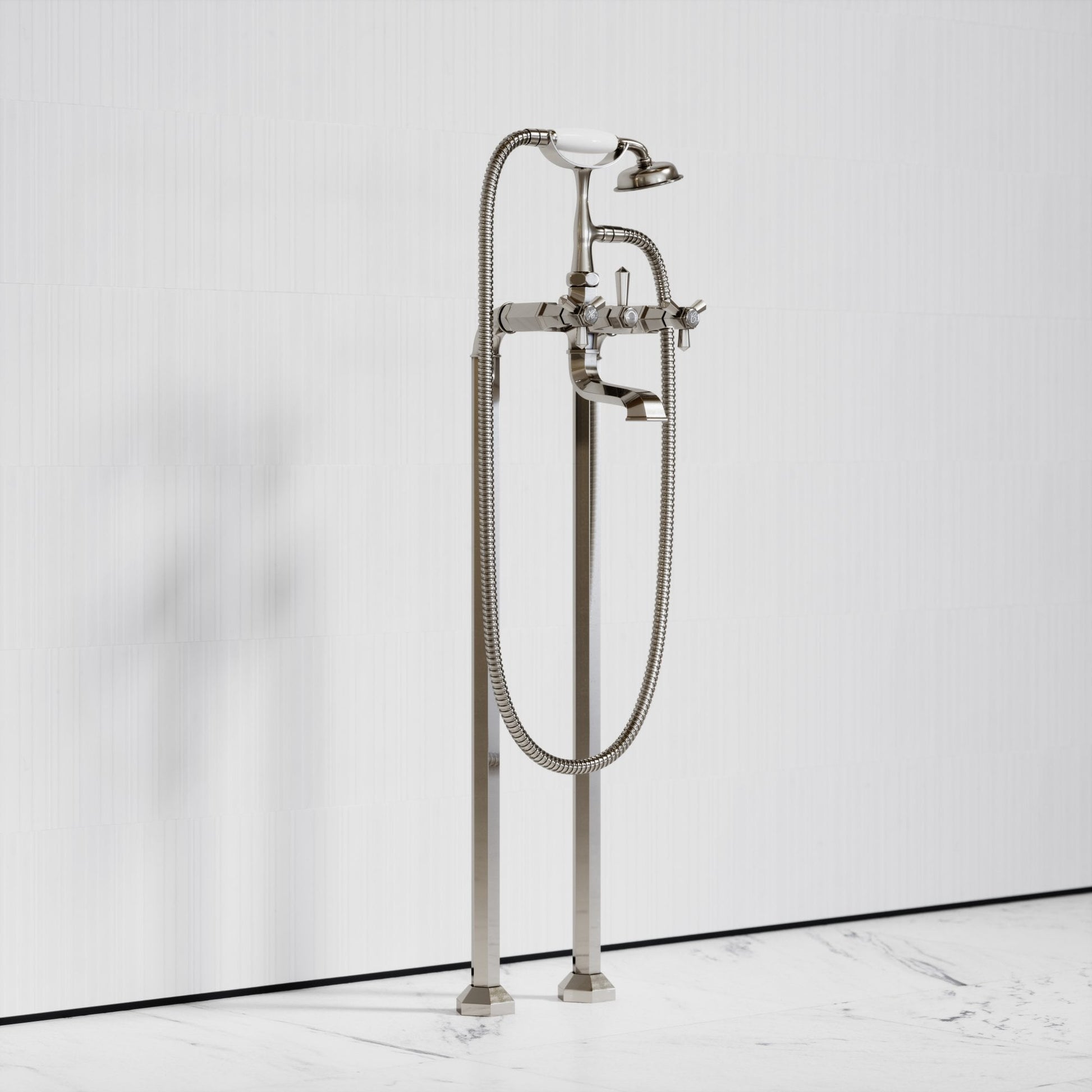 Eton Polished Nickel Freestanding Bath Shower Tap