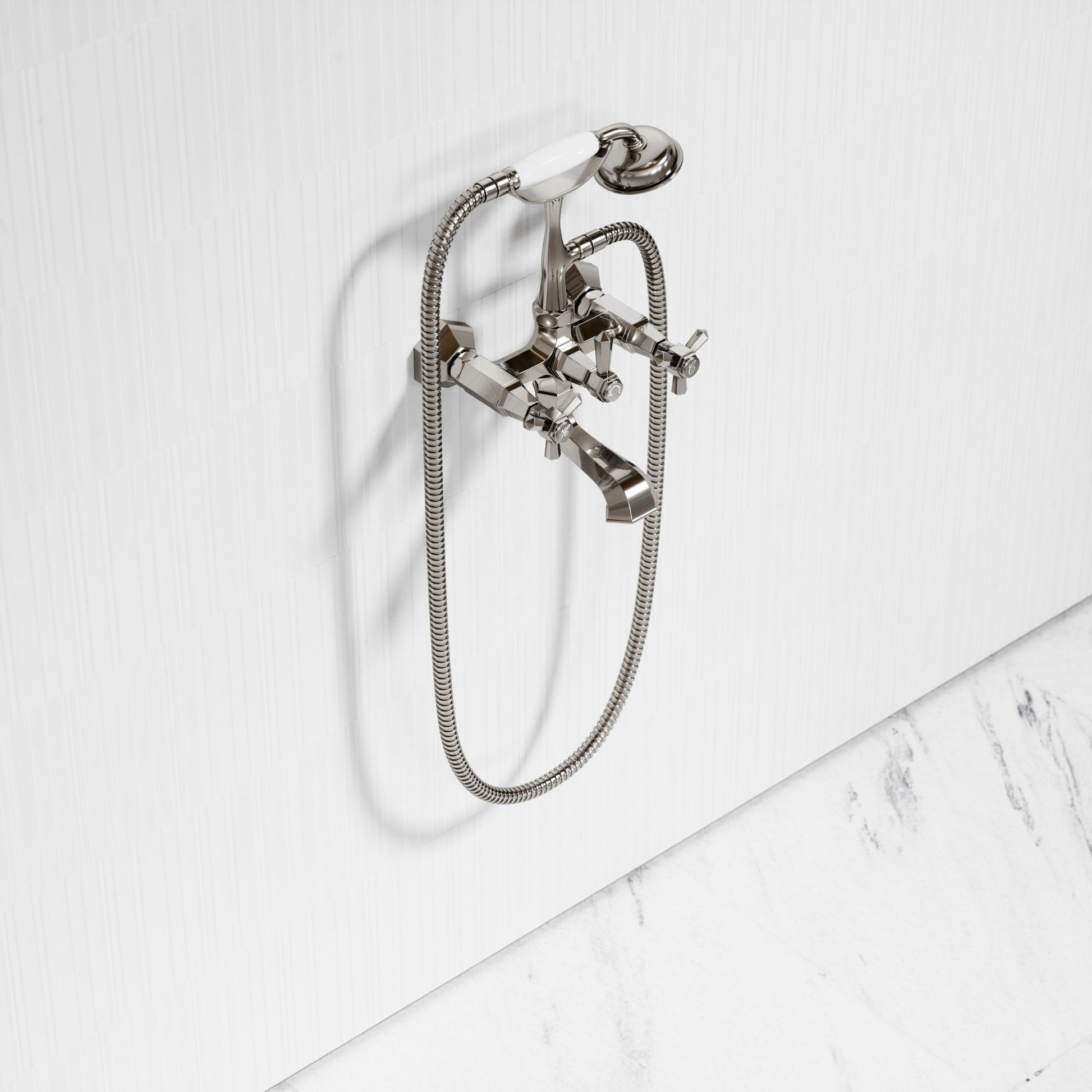 Eton Polished Nickel Wall Mounted Bath Shower Tap