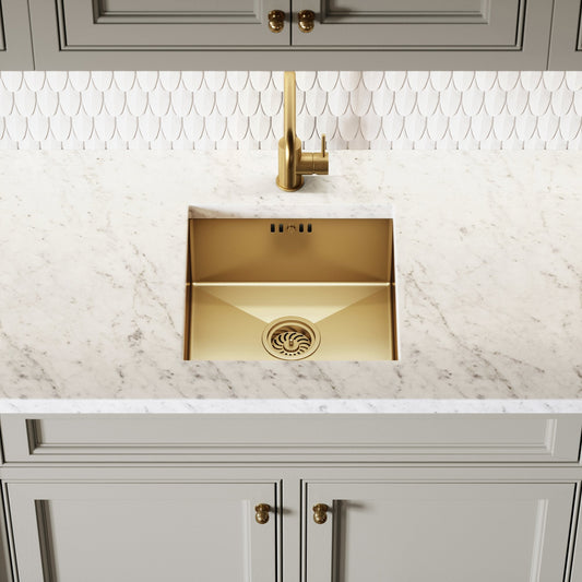 Flow Single Lever Kitchen Mixer Tap Brushed Gold