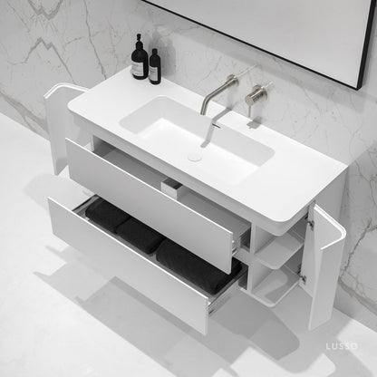 Fontane Matte White Vanity Unit with Stone Basin 1200mm