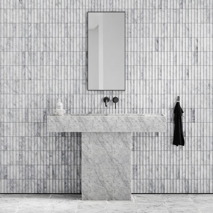 Genova Concave Carrara Marble Mosaic Wall Tile