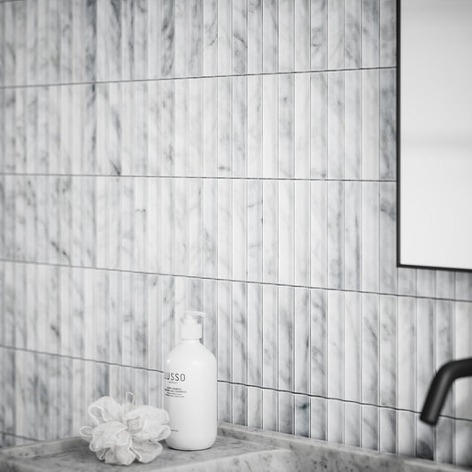 Genova Concave Carrara Marble Mosaic Wall Tile