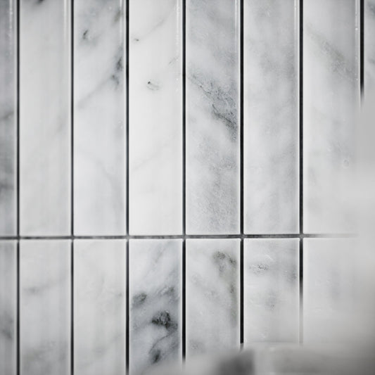 Genova Concave Carrara Marble Mosaic Wall Tile