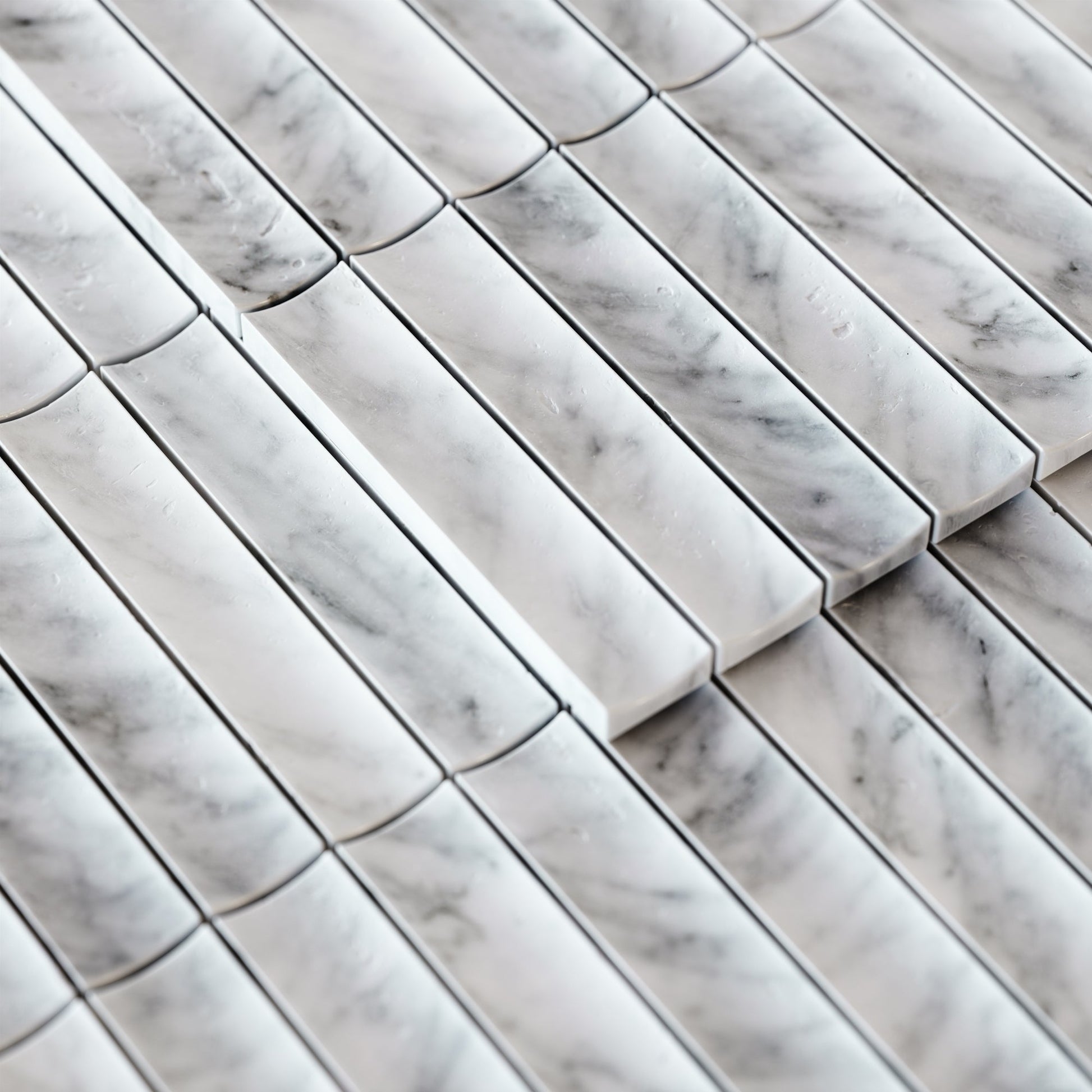 Genova Concave Carrara Marble Mosaic Wall Tile