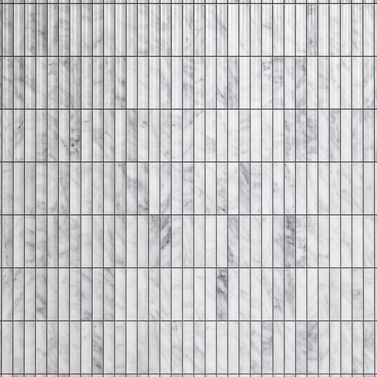 Genova Concave Carrara Marble Mosaic Wall Tile