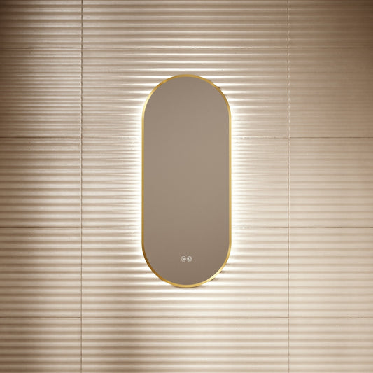 Glamora Brushed Gold Mirror With Natural White LED light and Demister 380mm