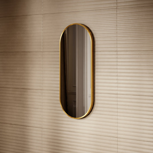 Glamora Brushed Gold Mirror With Natural White LED light and Demister 380mm
