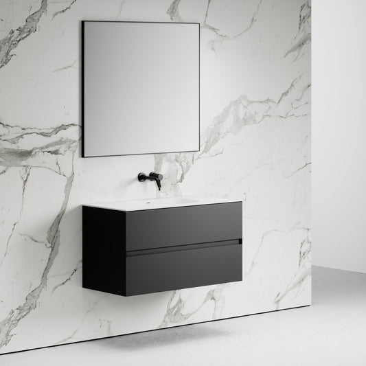 Gobain Black Vanity Unit with Stone Basin 1000mm