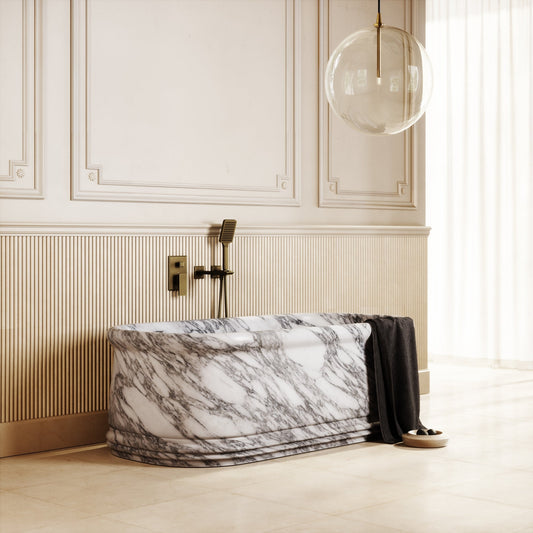 Grandeur Arabescato Marble Freestanding Bath 1500mm