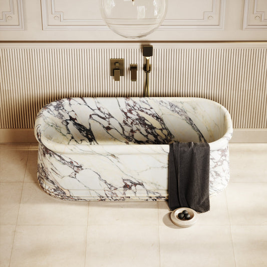 Grandeur Calacatta Viola Marble Freestanding Bath 1500mm