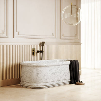 Grandeur Carrara Marble Freestanding Bath 1500mm