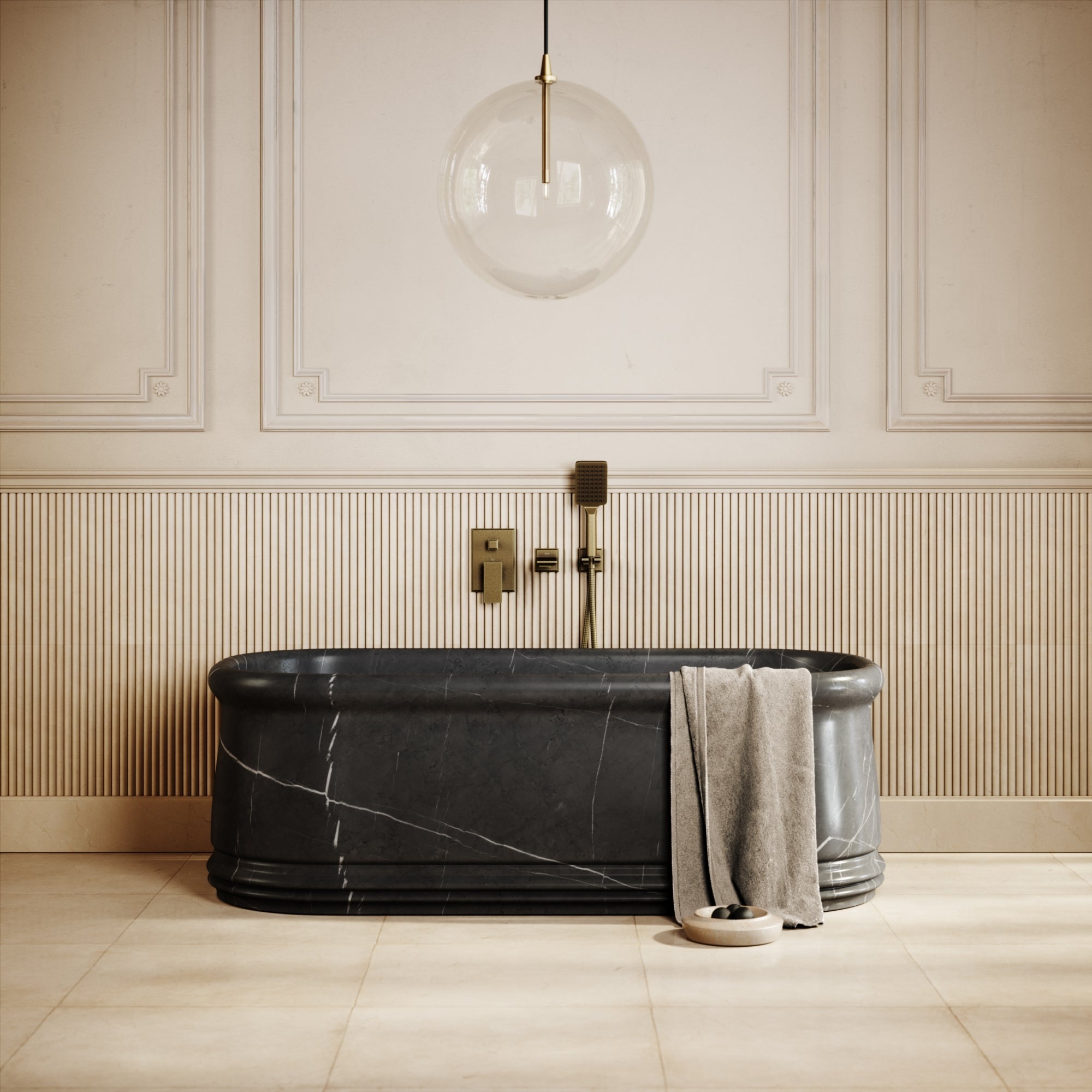 Grandeur Pietra Grey Marble Freestanding Bath 1780mm - LUSSO