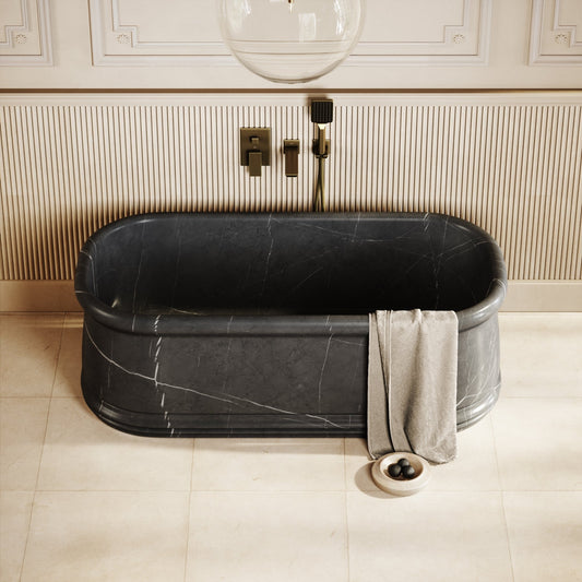 Grandeur Pietra Grey Marble Freestanding Bath 1500mm