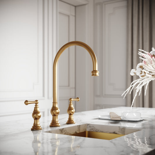 Grantley 3-hole Traditional Kitchen Tap Brushed Gold