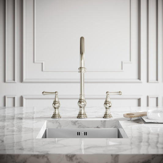 Grantley 3-hole Traditional Kitchen Tap Polished Nickel
