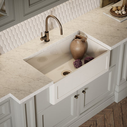 Grantley Large Single White Ceramic Butler Kitchen Sink 800mm