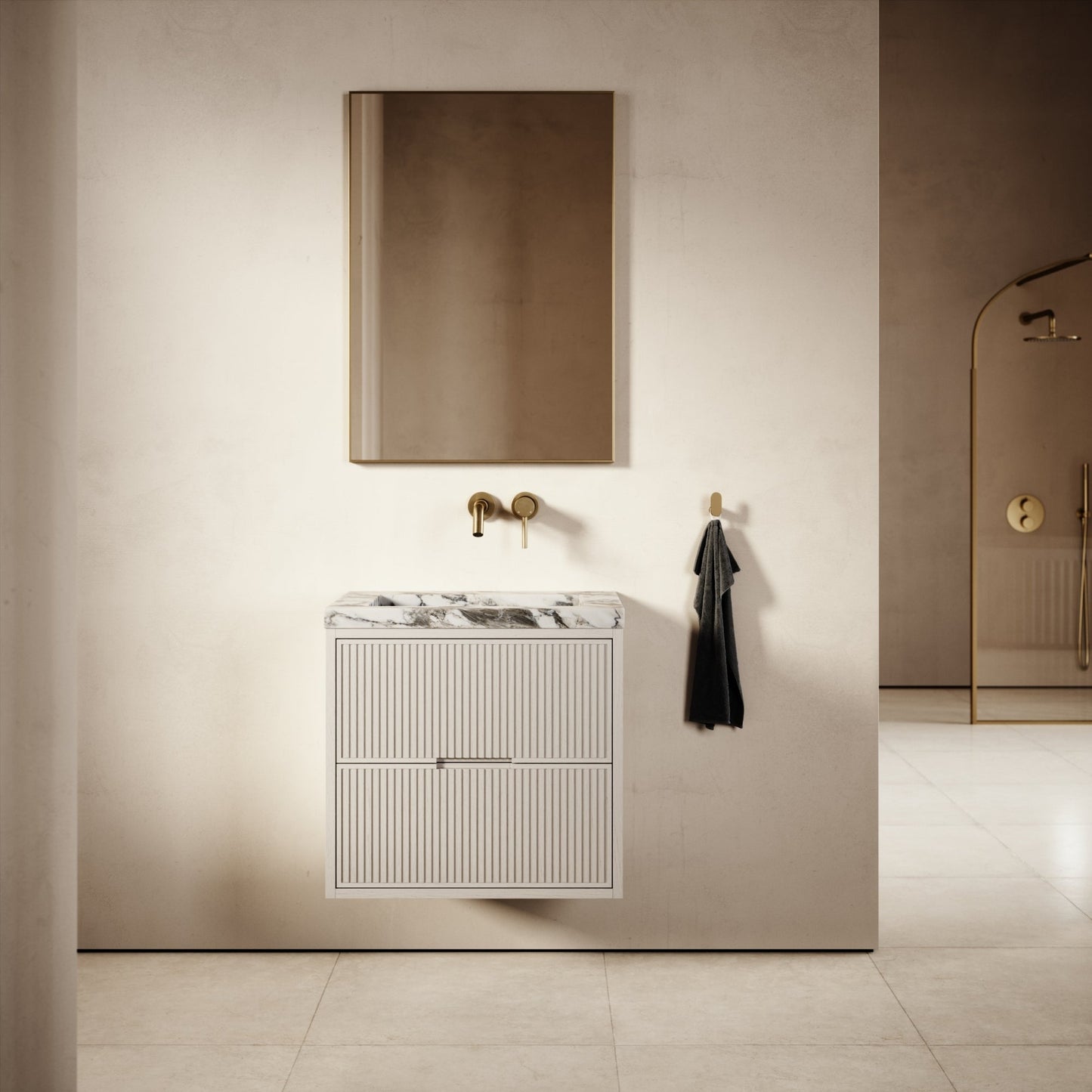 Harrington Velvet Beige Vanity Unit 600-1200mm