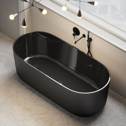 Hutton Matte & Polished Black Bath 1600mm