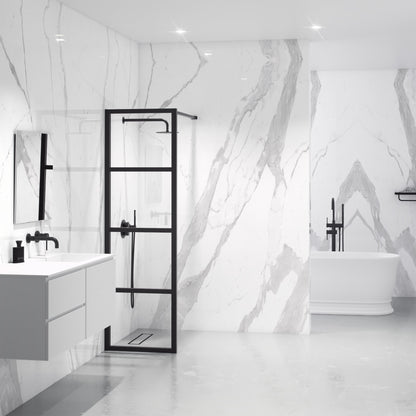 Industrial Style Matte Black Shower Screen (All sizes)
