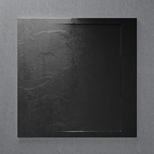 Infinity Stone Shower Tray & Waste Matte Black (ALL SIZES)