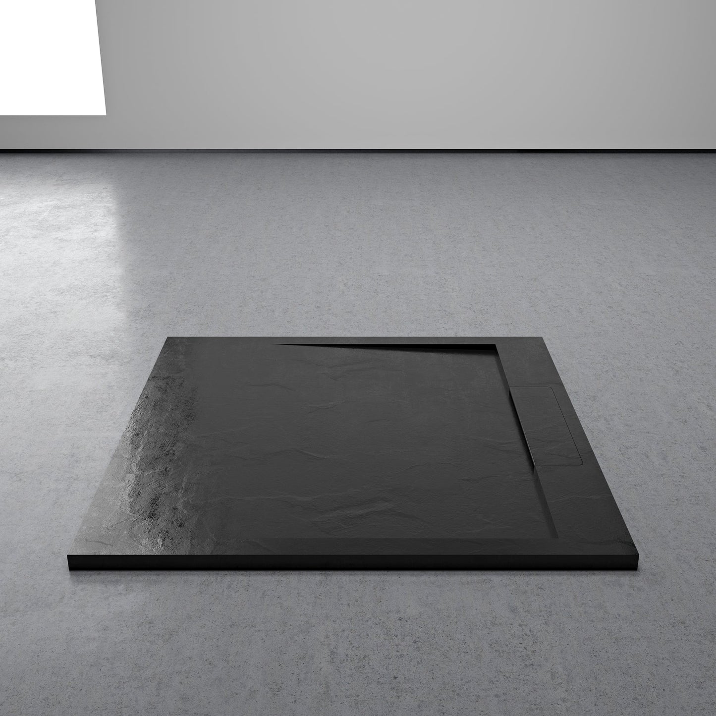 Infinity Stone Shower Tray & Waste Matte Black (ALL SIZES)
