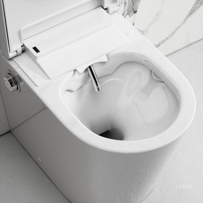 Intellismart Back To Wall Rimless Bidet Toilet with Concealed Cistern and Brushed Gold Flush Plate