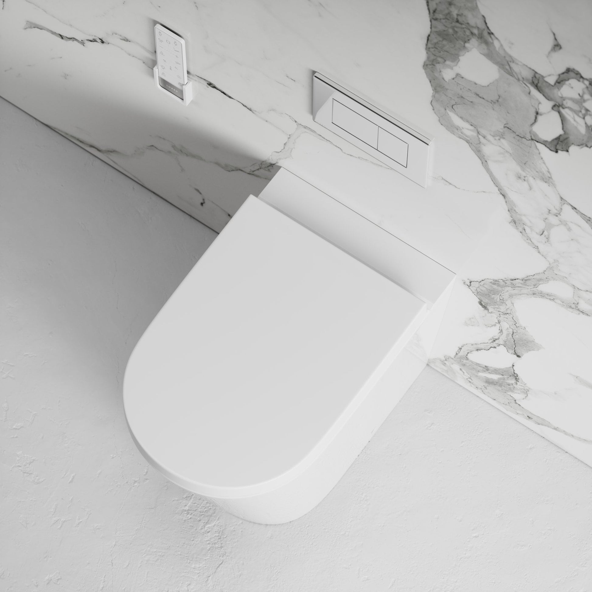 Intellismart Back To Wall Rimless Toilet Bidet Concealed Cistern and Polished Nickel Flush Plate