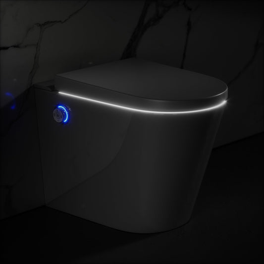 Intellismart Back To Wall Rimless Toilet Bidet Concealed Cistern and Polished Nickel Flush Plate