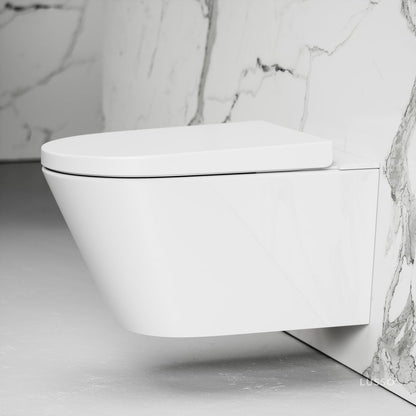 Intellismart Wall Hung Rimless Bidet Toilet with Concealed Cistern Frame and Brushed Gold Flush Plate