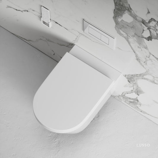 Intellismart Wall Hung Rimless Bidet Toilet with Concealed Cistern Frame and Chrome Flush Plate