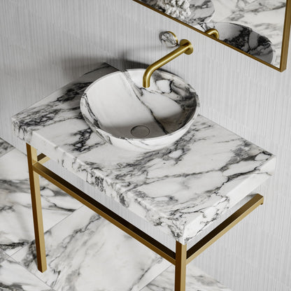 Italia Arabescato Marble Countertop Basin 400mm