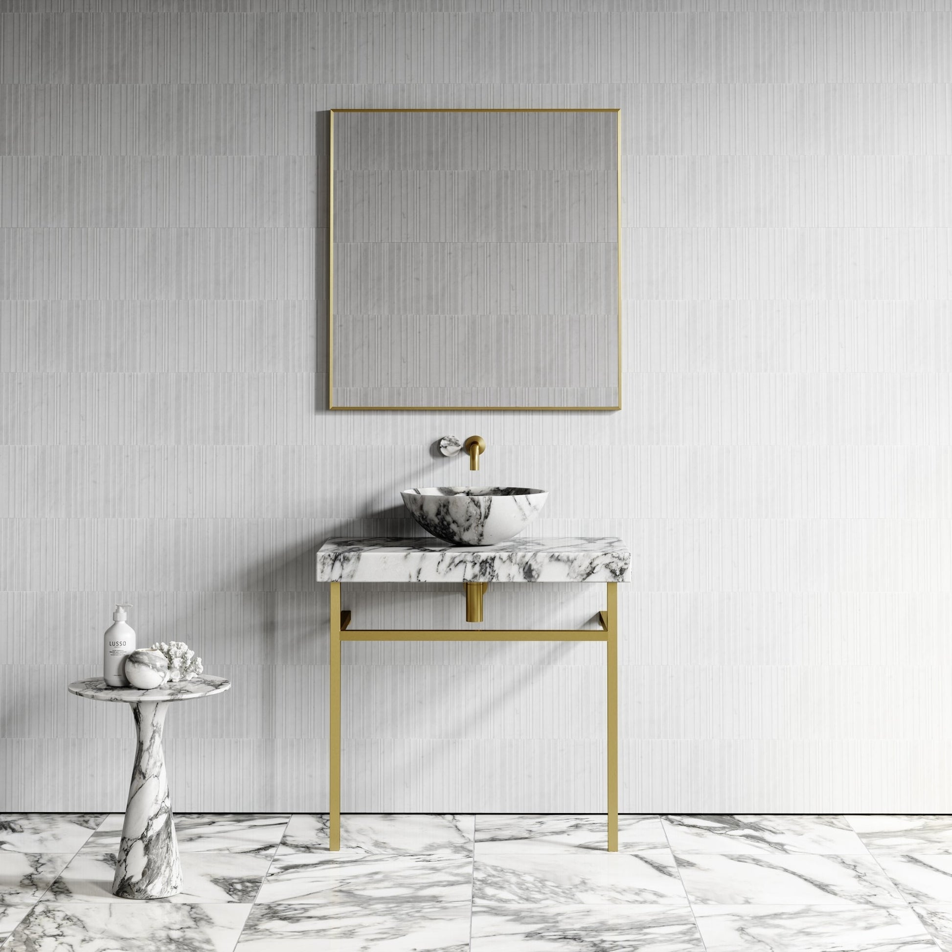 Italia Arabescato Marble Countertop Basin 400mm