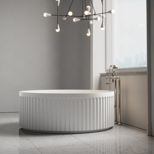 Jadore III Freestanding Fluted Stone Bath 1500mm