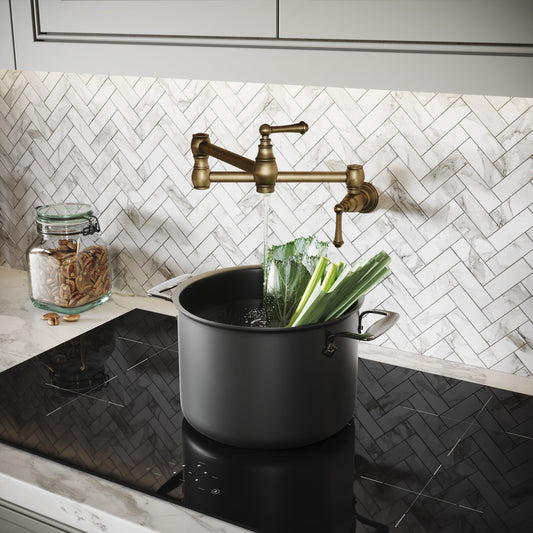 Kempton Traditional Kitchen Pot Filler Tap Aged Bronze